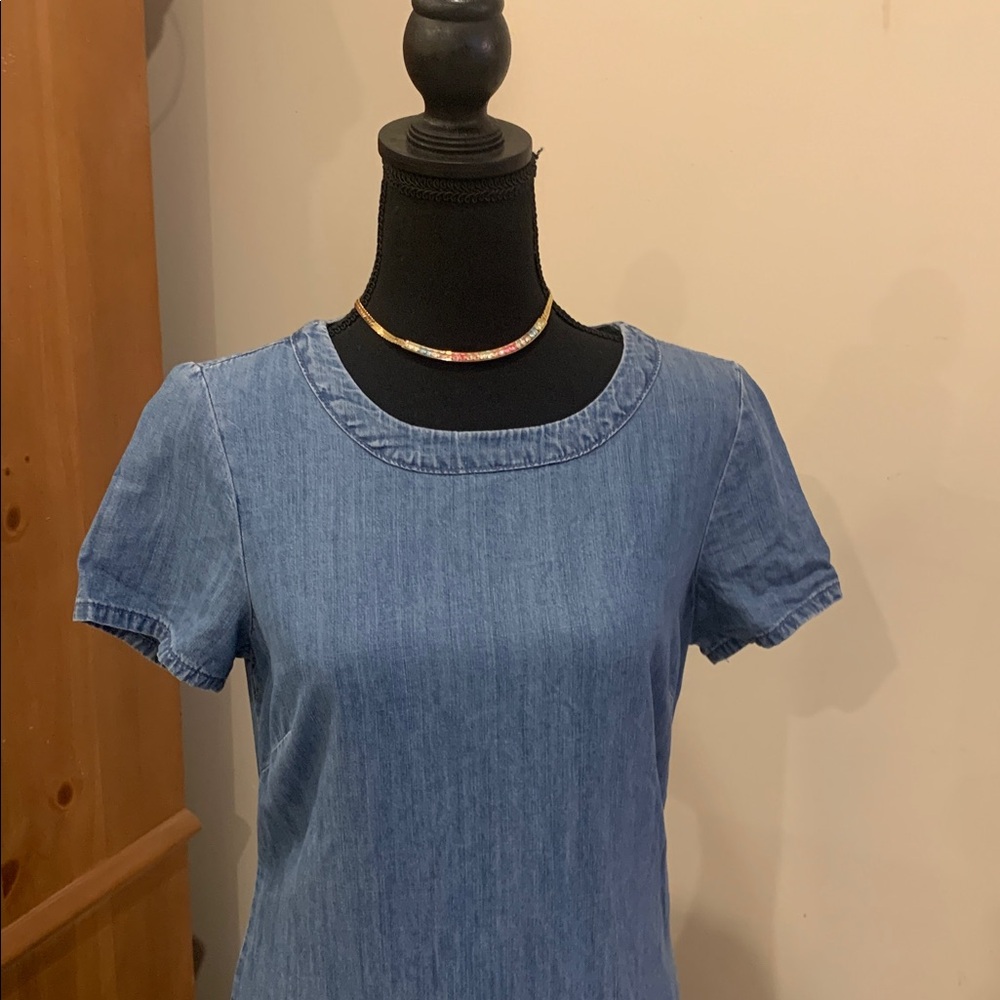 🌹Vintage Banana Republic • Light Blue Denim Short Sleeve Mini Dress - Picture 6 of 10